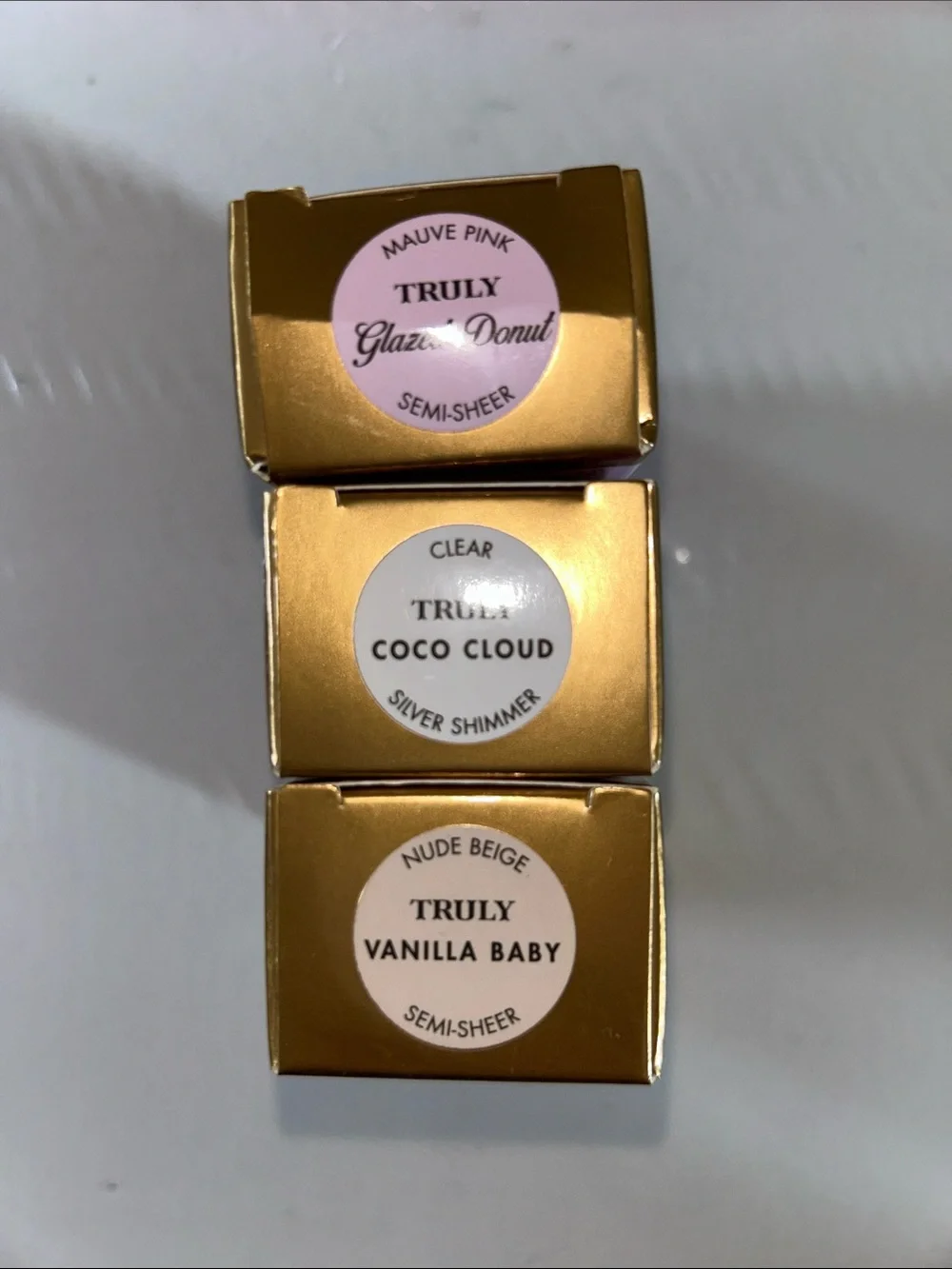 3x TRULY Hydrating Lip Gloss Set - Glazed Donut, CoCo Cloud & Vanilla Baby